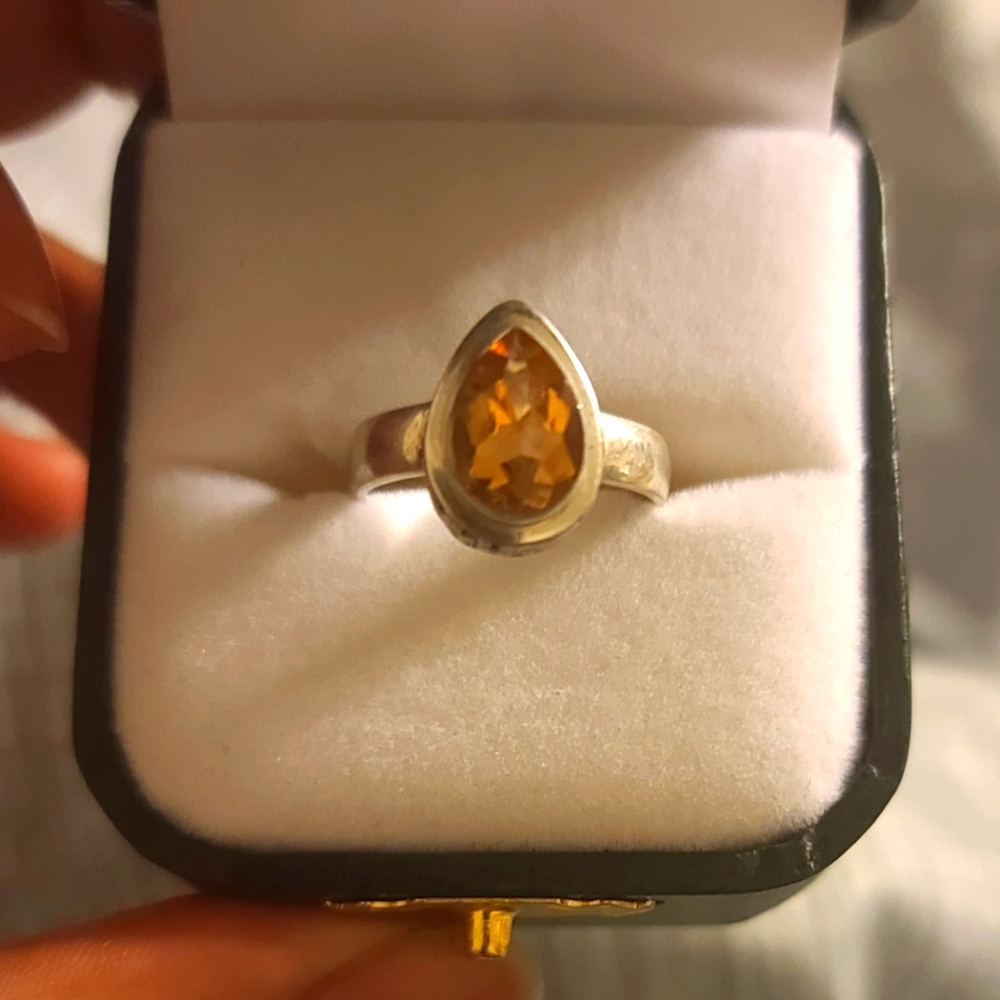 Citrine Pear Shaped Ring